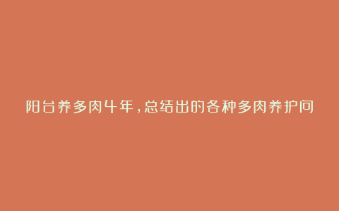 阳台养多肉4年，总结出的各种多肉养护问题及处理方法