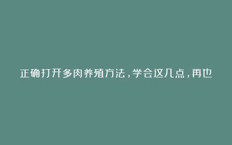 正确打开多肉养殖方法，学会这几点，再也不担心多肉会长残