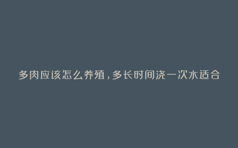 多肉应该怎么养殖，多长时间浇一次水适合，需要的水很多吗？