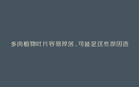 多肉植物叶片容易掉落，可能是这些原因造成的，如何补救？