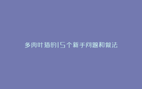 多肉叶插的15个新手问题和做法