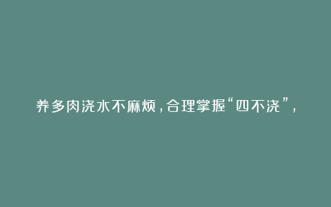 养多肉浇水不麻烦，合理掌握“四不浇”，想让它烂根都很难