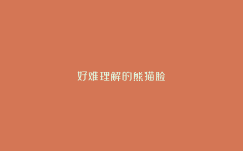 好难理解的熊猫脸