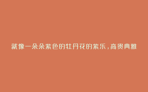 就像一朵朵紫色的牡丹花的紫乐，高贵典雅，预示着紫气东来…