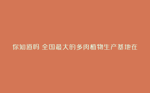 你知道吗？全国最大的多肉植物生产基地在商河