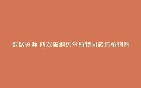 数据资源：西双版纳热带植物园栽培植物图片数据