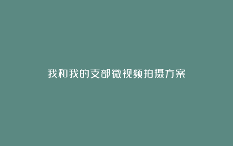 我和我的支部微视频拍摄方案