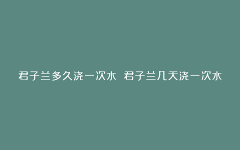 君子兰多久浇一次水 君子兰几天浇一次水(图)