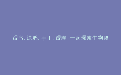 观鸟、涂鸦、手工、观摩 一起探索生物奥妙，5万市民植物园内同上自然课