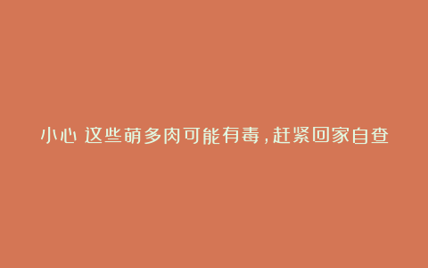 小心！这些萌多肉可能有毒，赶紧回家自查！