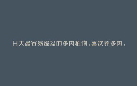 8大最容易爆盆的多肉植物，喜欢养多肉，家里肯定有几盆！