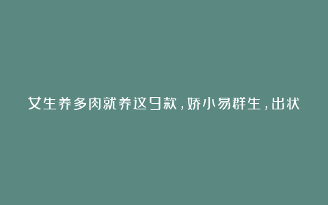 女生养多肉就养这9款，娇小易群生，出状态粉粉嫩嫩，特别美