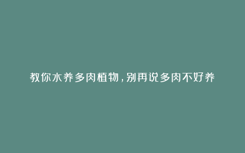 教你水养多肉植物，别再说多肉不好养！