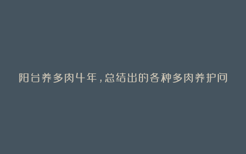 阳台养多肉4年,总结出的各种多肉养护问题及处理方法