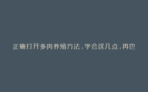 正确打开多肉养殖方法,学会这几点,再也不担心多肉会长残