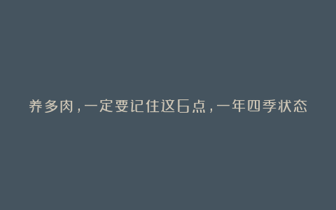 养多肉,一定要记住这6点,一年四季状态都赞,叶肥枝壮成老桩