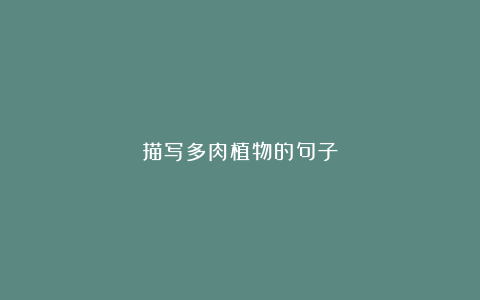 描写多肉植物的句子