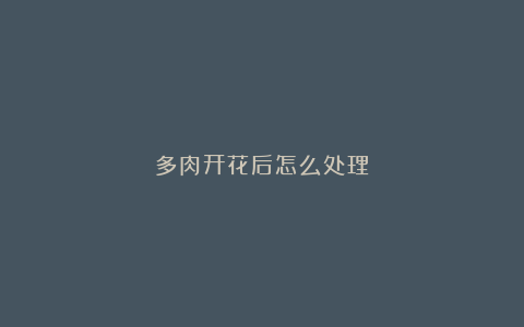 多肉开花后怎么处理