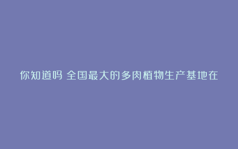你知道吗?全国最大的多肉植物生产基地在商河