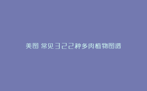 美图丨常见322种多肉植物图谱