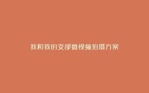 我和我的支部微视频拍摄方案