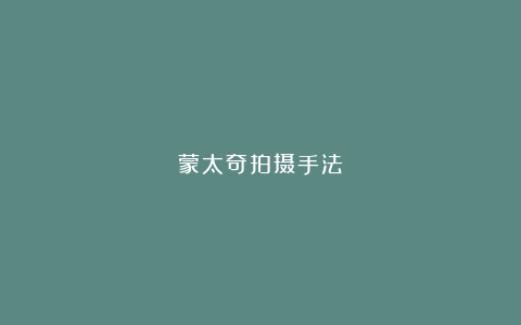 蒙太奇拍摄手法