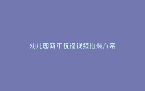 幼儿园新年祝福视频拍摄方案