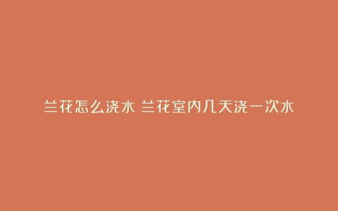 兰花怎么浇水:兰花室内几天浇一次水