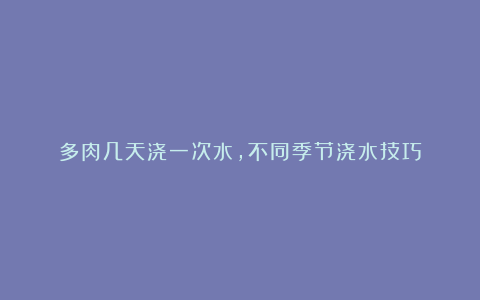 多肉几天浇一次水,不同季节浇水技巧