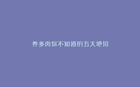 养多肉你不知道的五大绝招