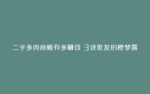 二手多肉商贩有多赚钱?3块批发的橙梦露,5个月过后,30块一棵