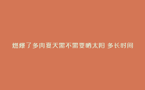 燃爆了多肉夏天需不需要晒太阳?多长时间换一次土?