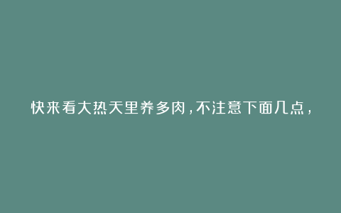 快来看大热天里养多肉,不注意下面几点,容易死翘翘
