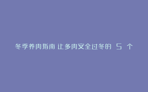 冬季养肉指南:让多肉安全过冬的 5 个妙招