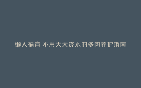 懒人福音!不用天天浇水的多肉养护指南
