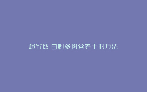 超省钱!自制多肉营养土的方法