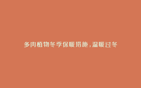 多肉植物冬季保暖措施,温暖过冬