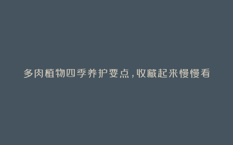 多肉植物四季养护要点,收藏起来慢慢看
