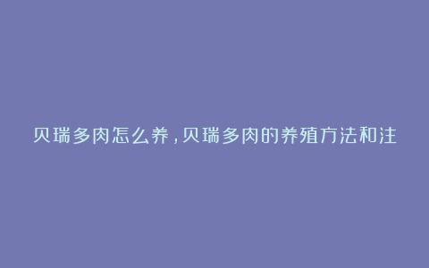 贝瑞多肉怎么养,贝瑞多肉的养殖方法和注意事项