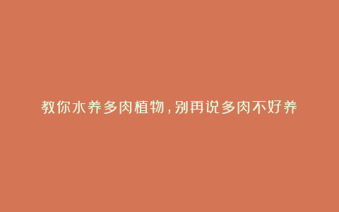 教你水养多肉植物,别再说多肉不好养!