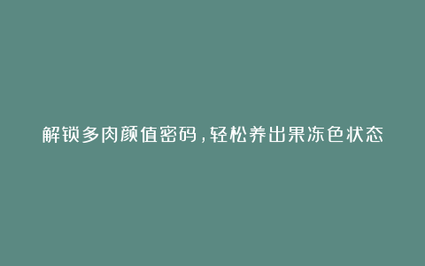 解锁多肉颜值密码，轻松养出果冻色状态